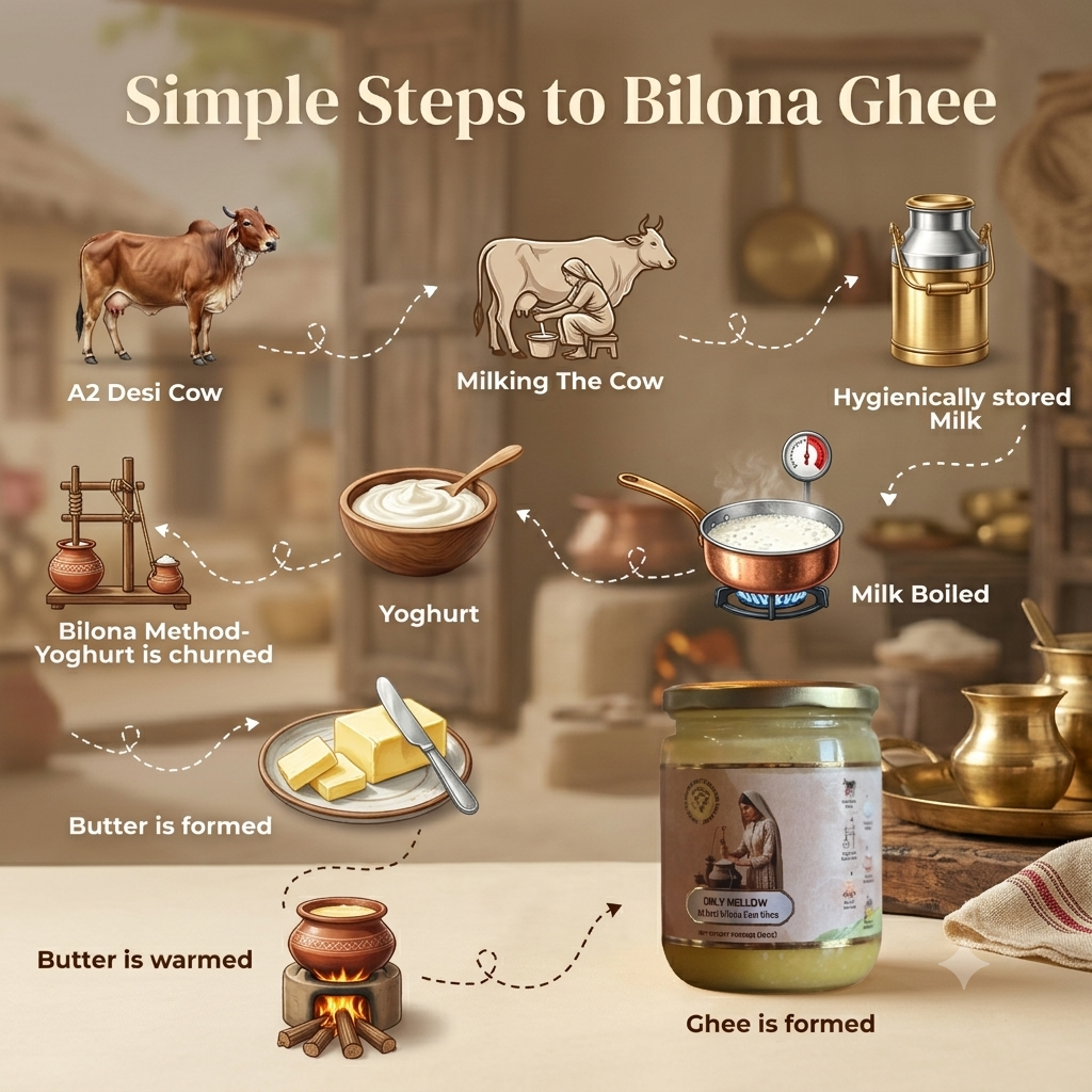 A2 Desi Cow Bilona Ghee ( 500ml/ 16oz )